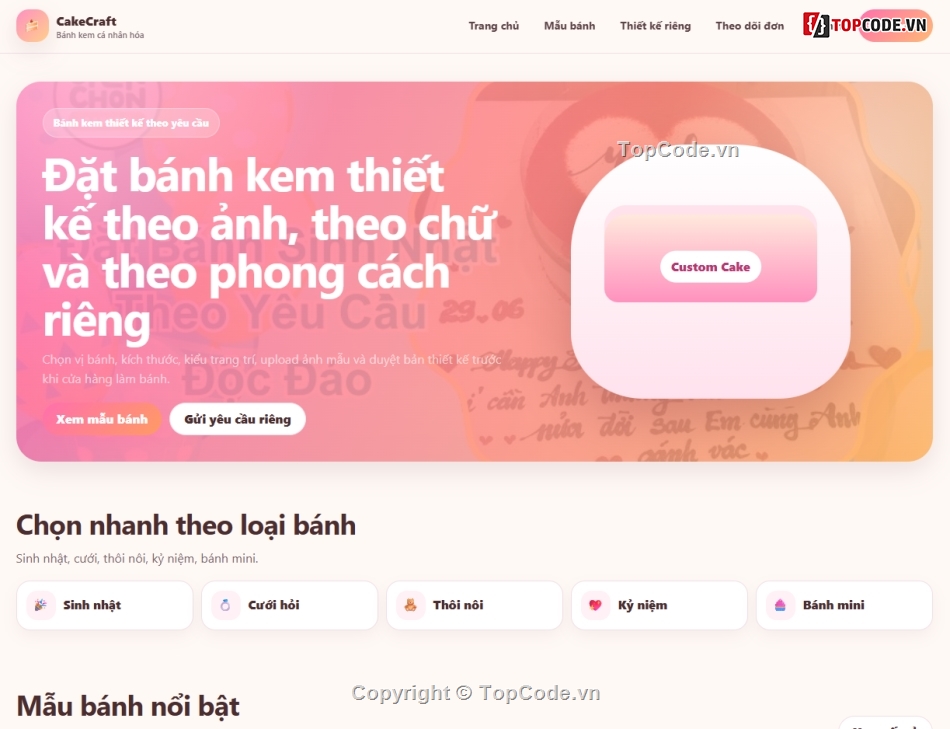 thiết kế,Web bán bánh kem,Web bánh kem
